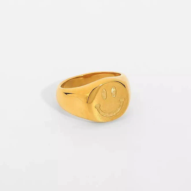 Happy smile stamp ring