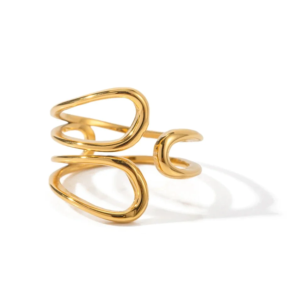 Twisted line shape shine ring PJ-EA-293015C01