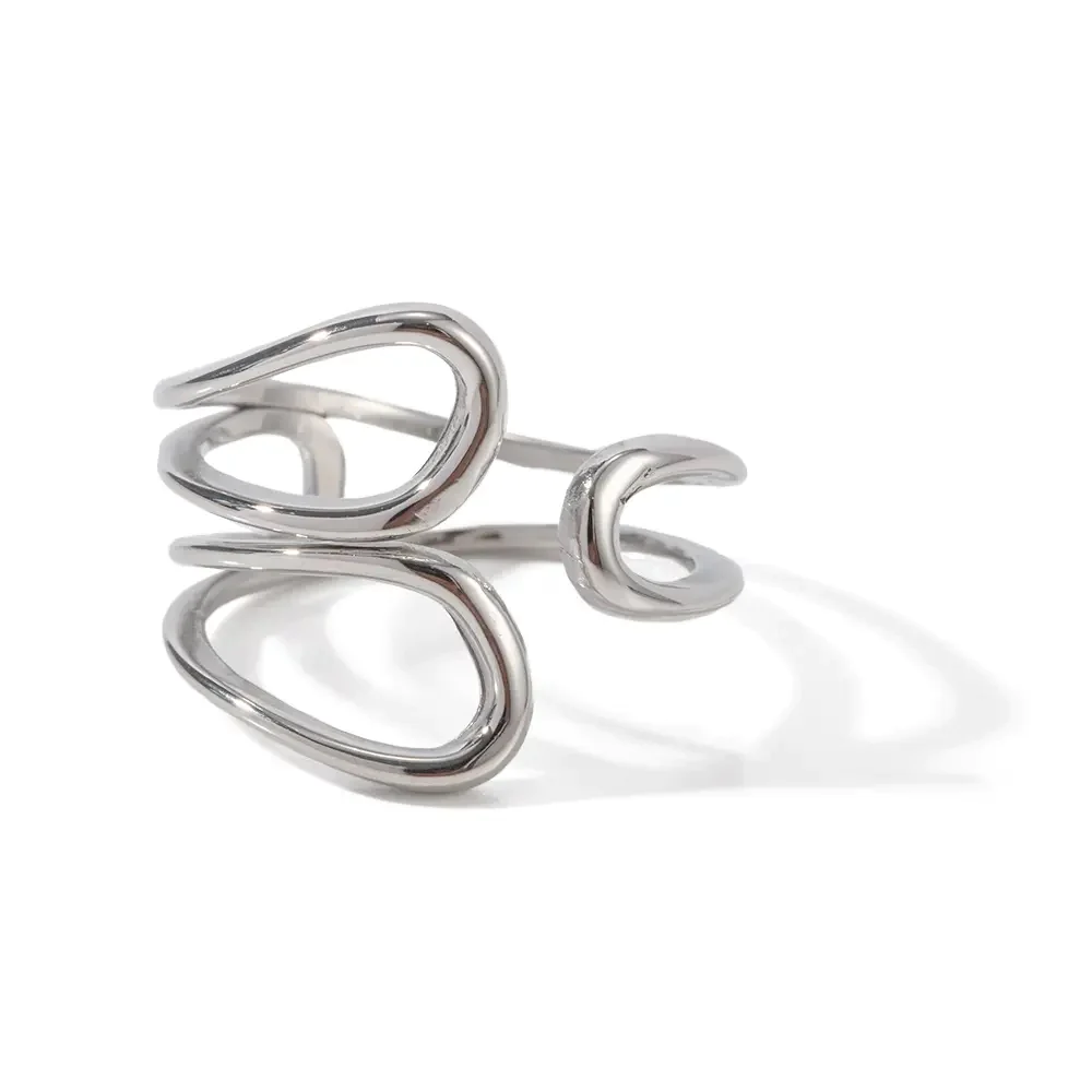 Twisted line shape shine ring PJ-EA-293015C01